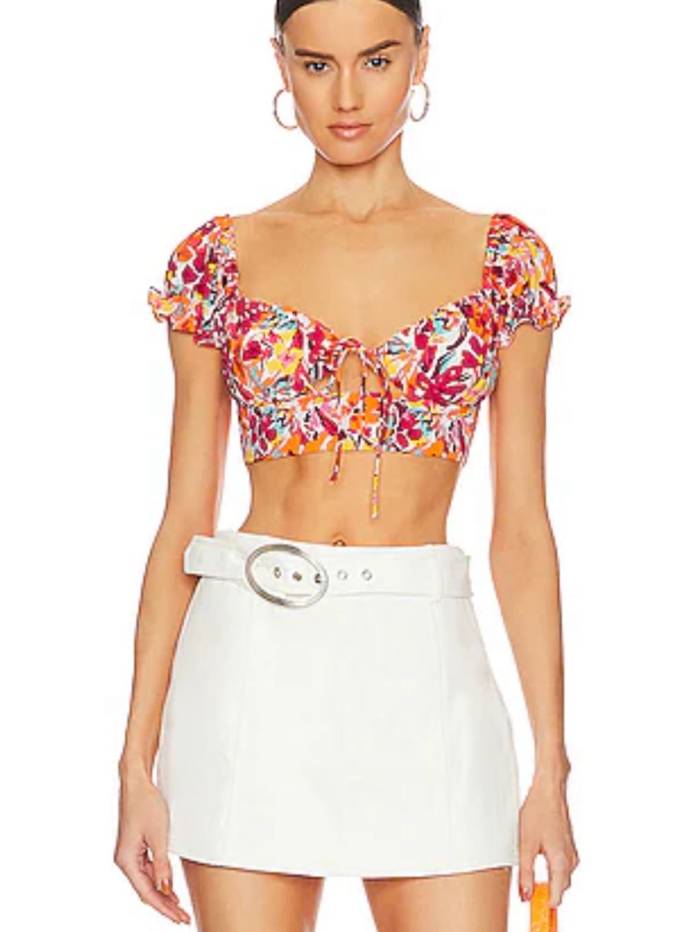 MORE TO COME Carrie Crop Top in Red Floral